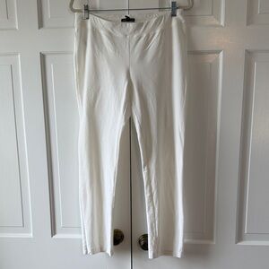 EILEEN FISHER WHITE STRETCH PANTS CLASSIC PULL ON STYLE SIZE SMALL TEXTURED